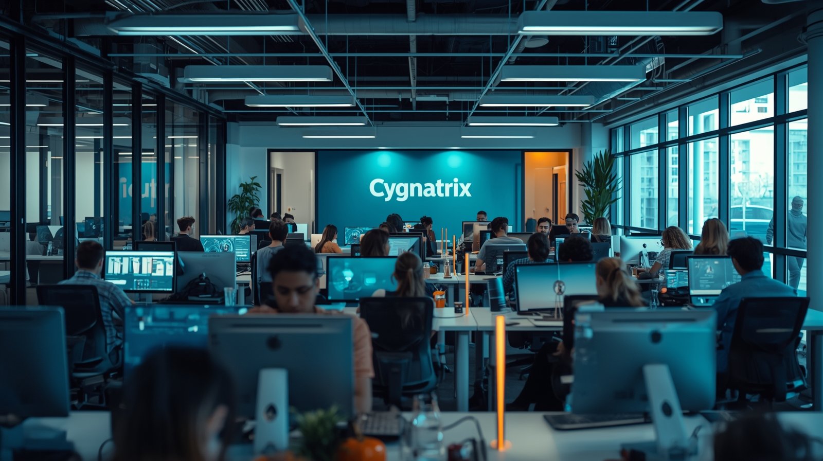 Cygnatrix team working in modern office environment
