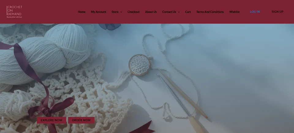 Screenshot of the Crochet on Demand website