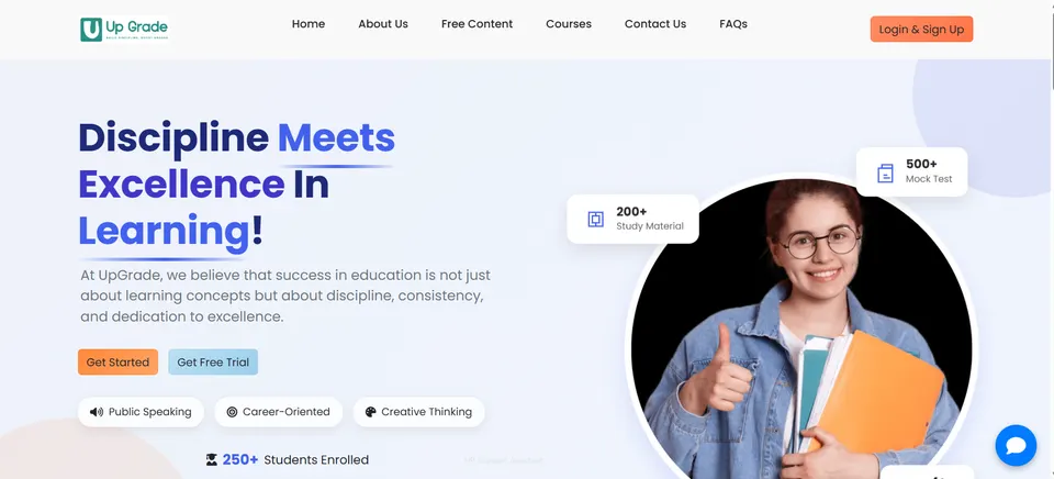 Screenshot of the 100 Percentile website